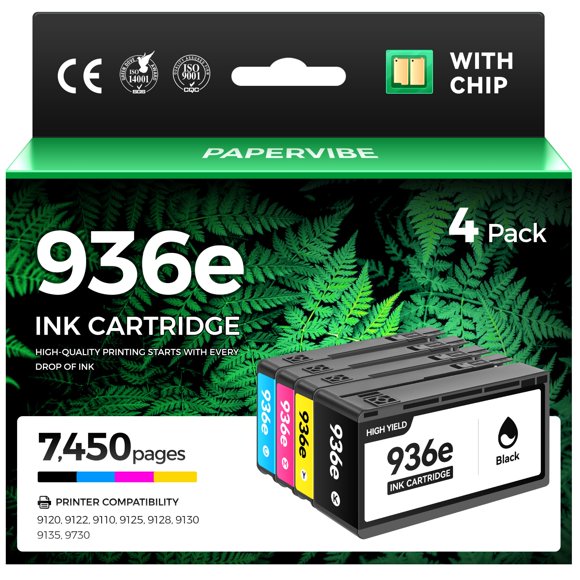 Cartucho de tinta PAPERVIBE 936e/936XL 4 unidades de alto rendimiento