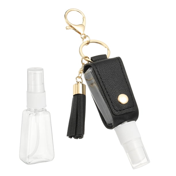 Uxcell Botellas de Spray Vacías de Viaje con Soportes de Bolsa de Cuero Negro 1Pcs