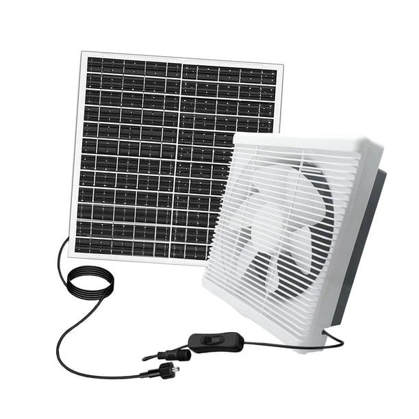 Extractor de aire para el hogar, ventilador de ventilación con energía solar, caja de persiana, extractor de aire, antirreflujo, resistente al desgast 12 pulgadas