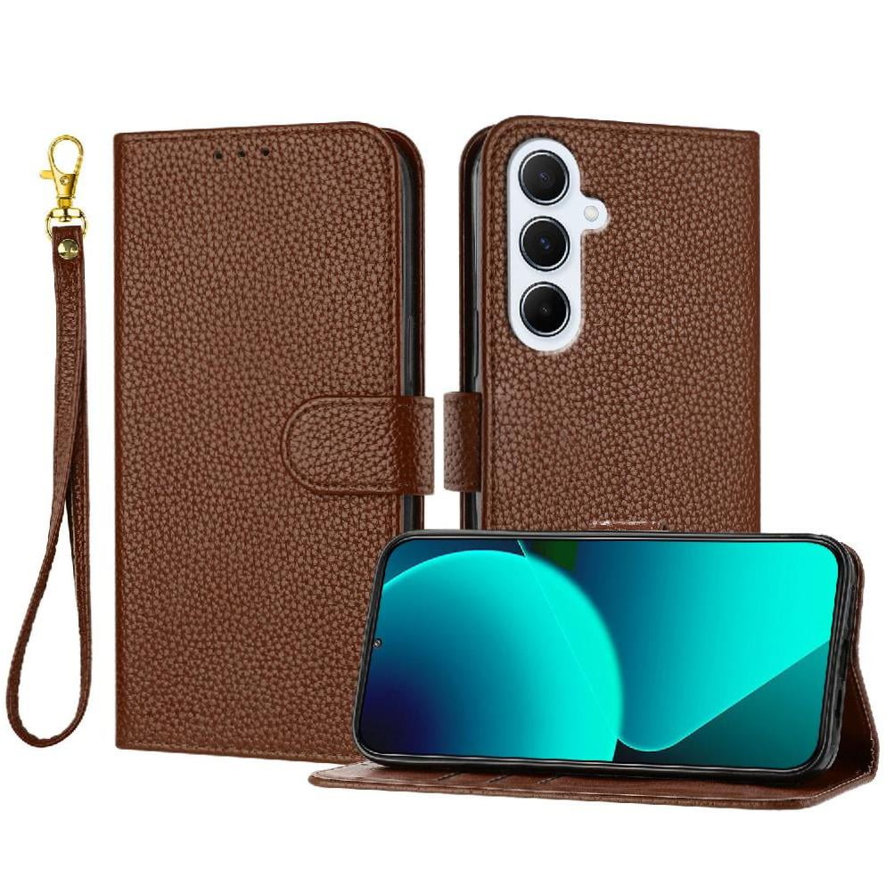 Foxdock - Funda Cartera Para Samsung Galaxy A56 5g Tarjetero Soporte Magnético Y Correa Marrón