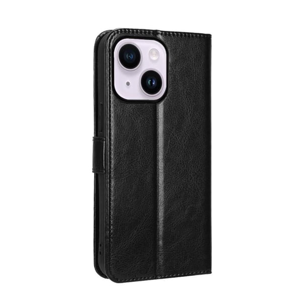 Funda tipo libro para iPhone 14, cartera todo‑en‑uno, funda multifuncional con tarjetero y correa de muñeca desmontable