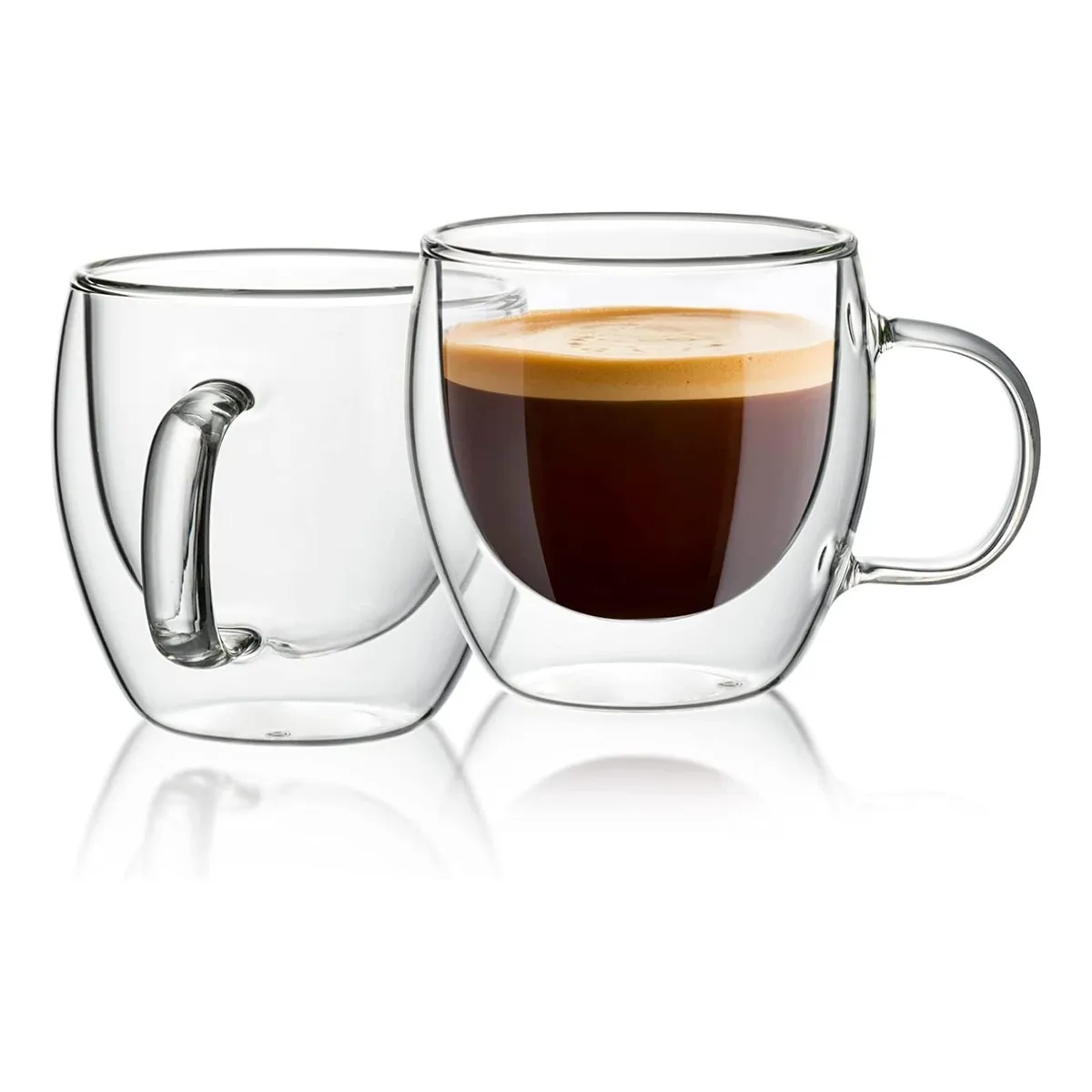 Dannyhome - Pack 2 Tazas Transparente Vidrio Café Té Multiuso 150Ml