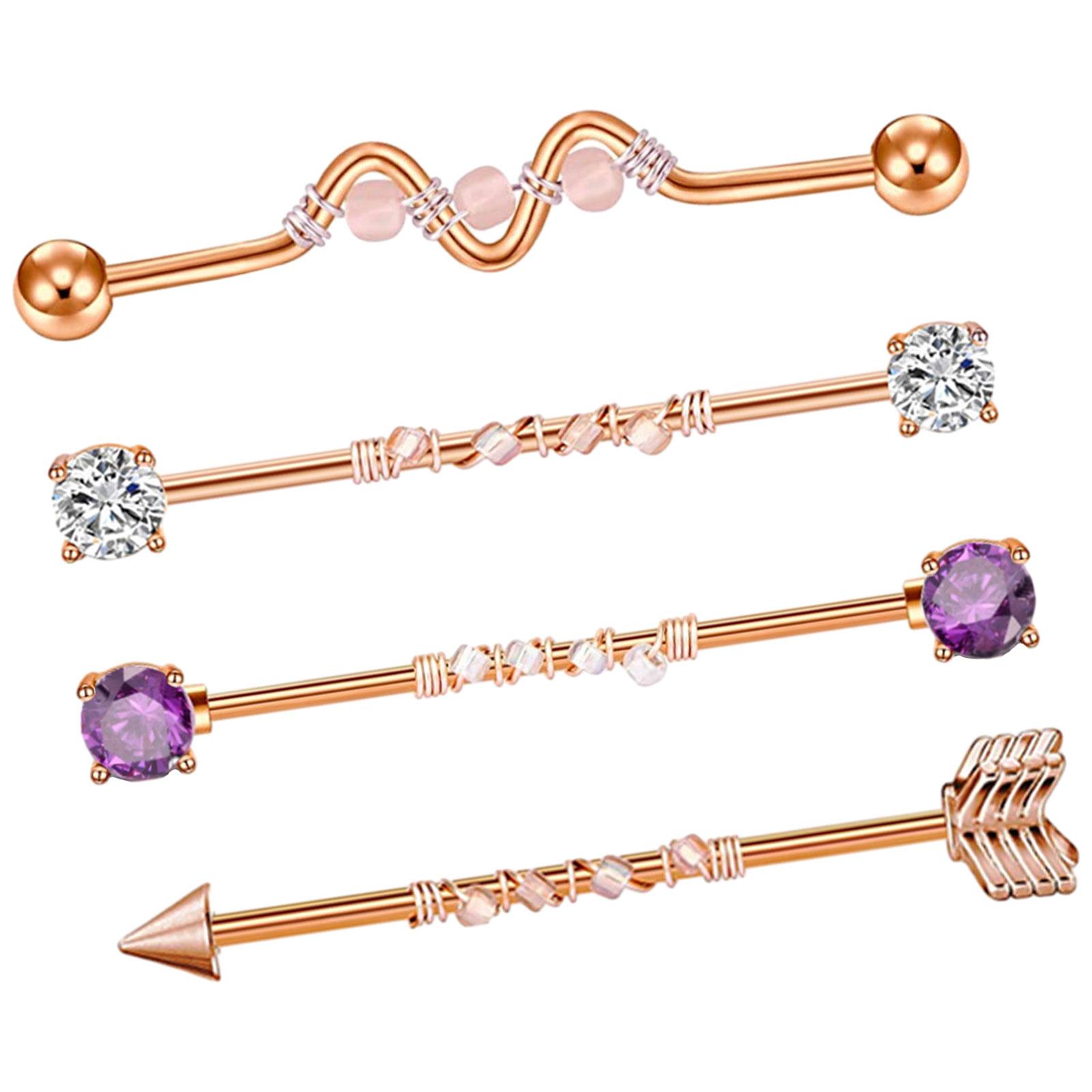 Ioensy - 4 Pendientes De Barra Industriales De 1 1/2 Pulgadas, Barra De Perforación Para Mujeres De Graduación