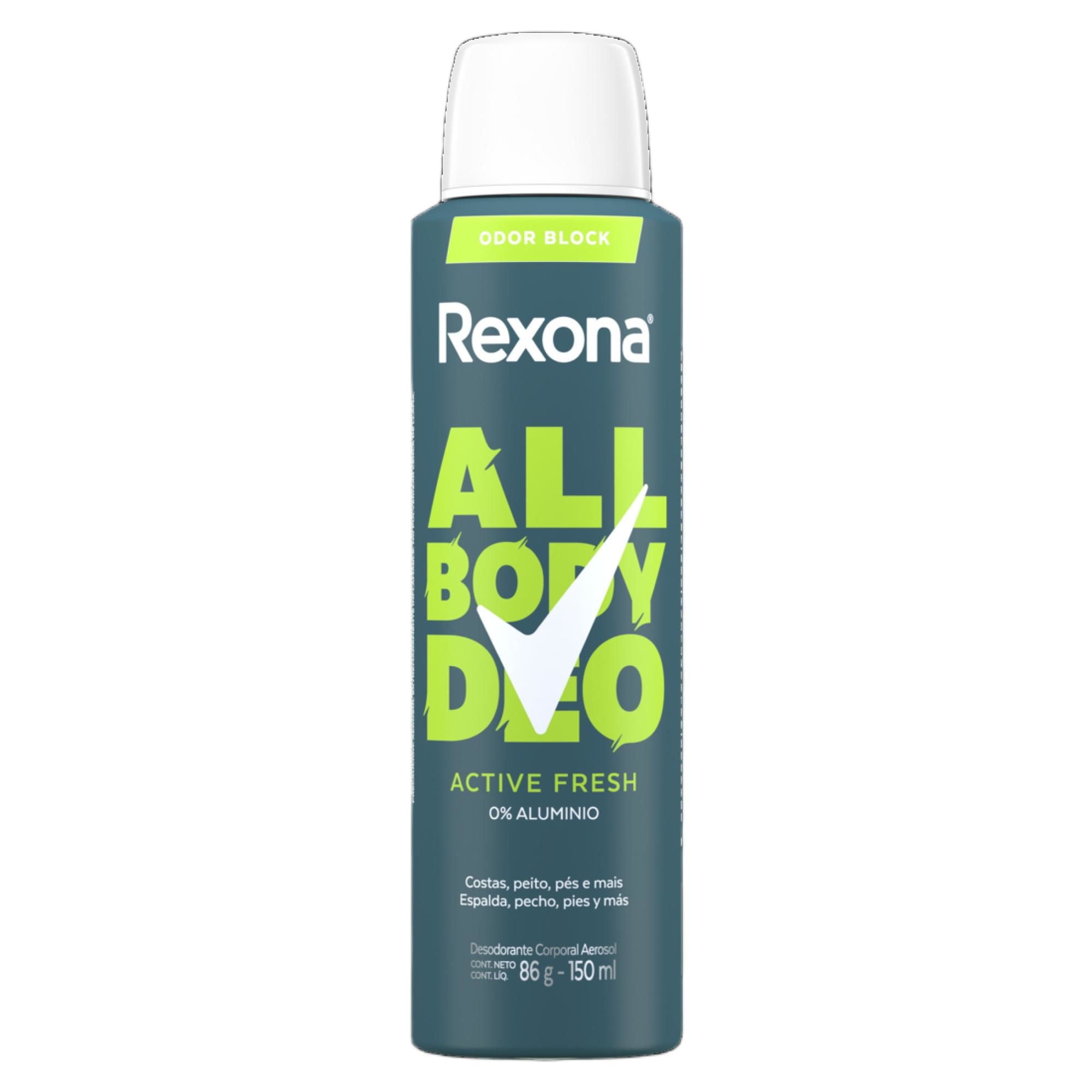 Desodorante Aerosol Rexona All Body Active Fresh Unisex, 150 ml