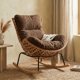 thumbnail image 1 of Sillon Mecedor Silla Mecedora Sitial Moderna Base Rattan Xl Marrón, 1 of 8