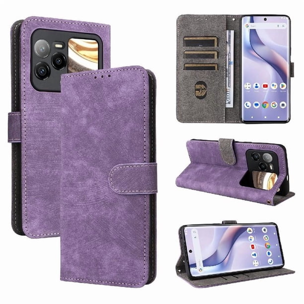 Funda Billetera para BLU Bold N4 con Soporte - Cartera de Cuero con Ranuras Morado