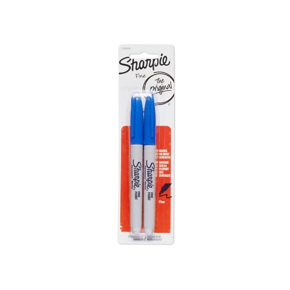 Rotuladores permanentes Sharpie Fine Point Blue, paquete de 2