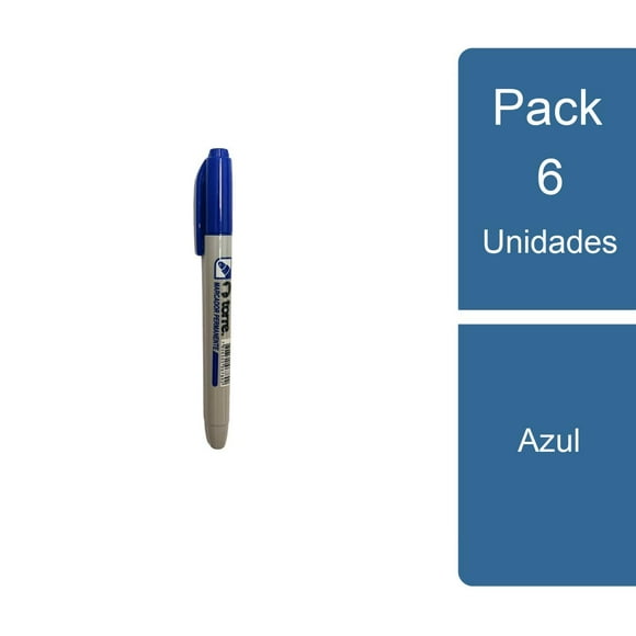 Pack 6 Marcador permanente tipo lápiz Azul
