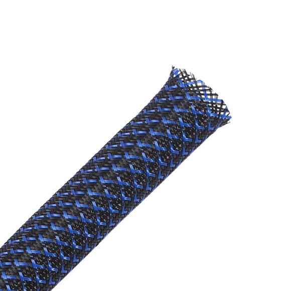 Funda trenzada Alex Tech PET expandible 25 pies, negro y azul