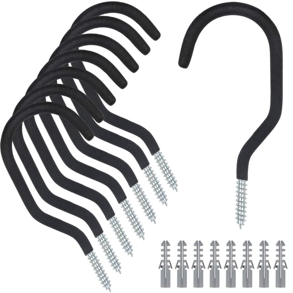 Ganchos KURUI de alta resistencia, 8 unidades, recubiertos de PVC, color negro