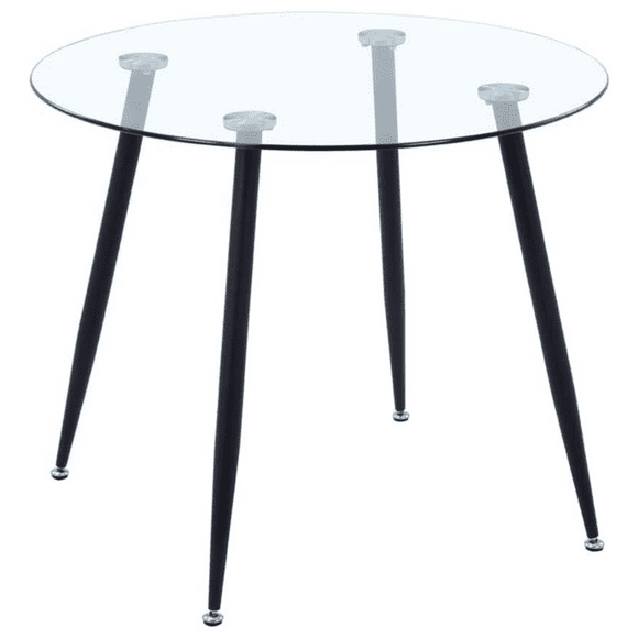 Mesa Lyon Redonda de Vidrio Base Negro 80cm
