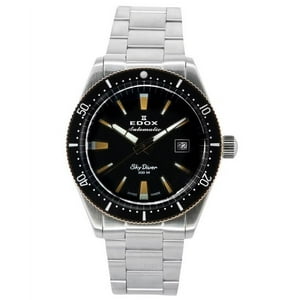 Edox - Reloj Skydiver Edición Limitada Automático De Buceo Con Esfera Negra 80126357Rnmnirb 300M Para Hombre