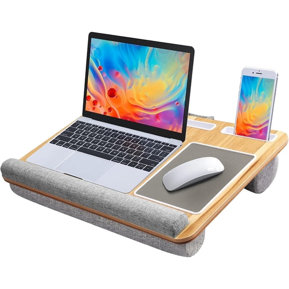Lap Desk HUANUO se adapta a portátiles de hasta 17 pulgadas con alfombrilla de ratón de madera