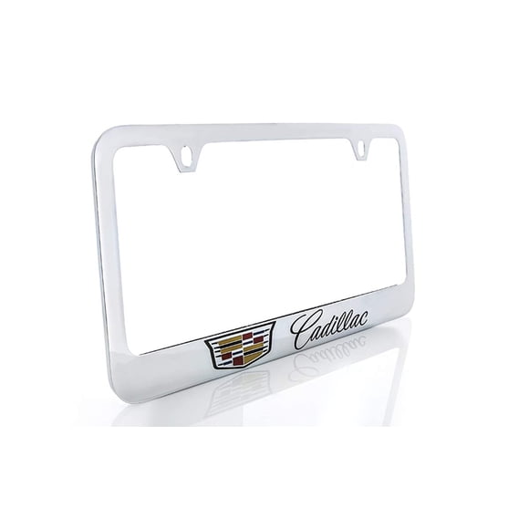 Marco para placa Cadillac de latón con acabado cromado y 2 orificios