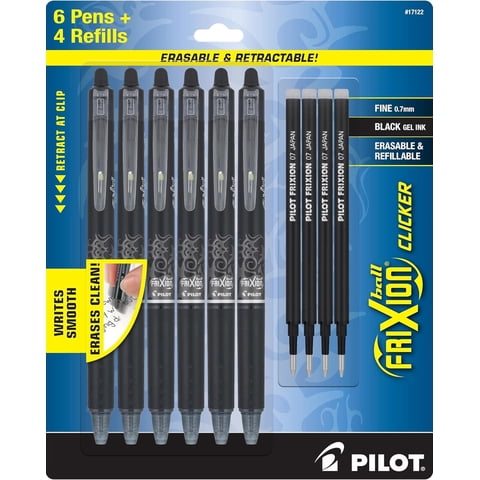 Bolígrafos De Tinta De Gel Borrables Pilot Frixion Retráctiles Negros De 0,7 Mm