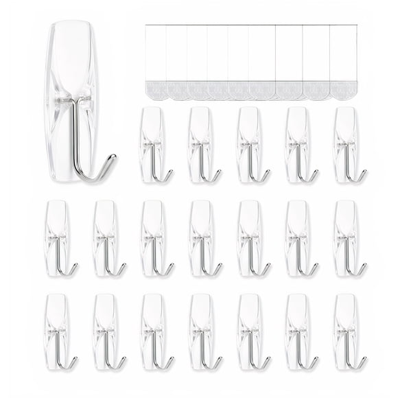 Ganchos de pared MOVELYST, 18 tiras adhesivas transparentes, sin dañar la superficie