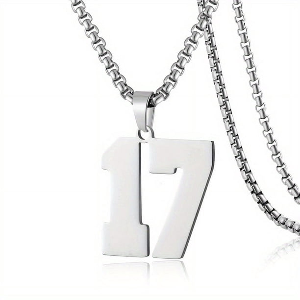 1pc Stylish Stainless Steel Men's Athletes Number Pendant Necklace - Perfect for Baseball, Basketball, and Football Teams - Long Chain Necklace with Sports Number - Ideal Gift for Boys