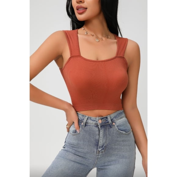 Polera Corta Mujer Top Acanalado Sin Manga Full Elasticada Color 9011