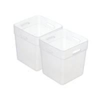 Magideal - Contenedor De Almacenamiento Para Puerta Lateral De Frigorífico, Caja Organizadora Apilable Para Refrigerador, Contenedores Para Artículos Pequeños, 2 Blanco