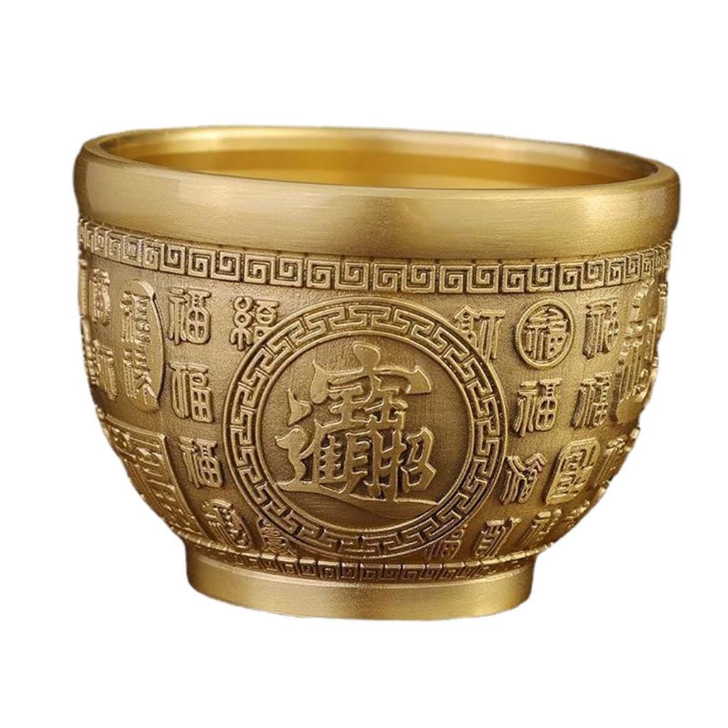 Magideal - Latón Feng Shui Tazón Bai Fu Tazón Buena Estatua Escultura Chino Tradicional Tazón Del Tesoro Para Escritorio Estudio Oficina Cocina