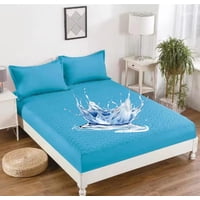 Aladdins Shop - Cubrecolchon Forro Impermeable Para Cama King Color Celeste