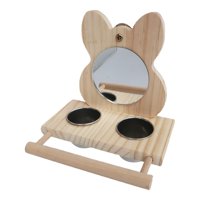 Magideal - Loros Espejo Comedero Tazas Perchas De Madera Marcos De Madera Accesorios Para Tazones De Agua Estantes De Alimentación Plato Para Lovebird Cockatiel