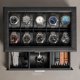 thumbnail image 4 of Caja de relojes ROTHWELL de 10 ranuras, cuero negro/gris, 4 of 7