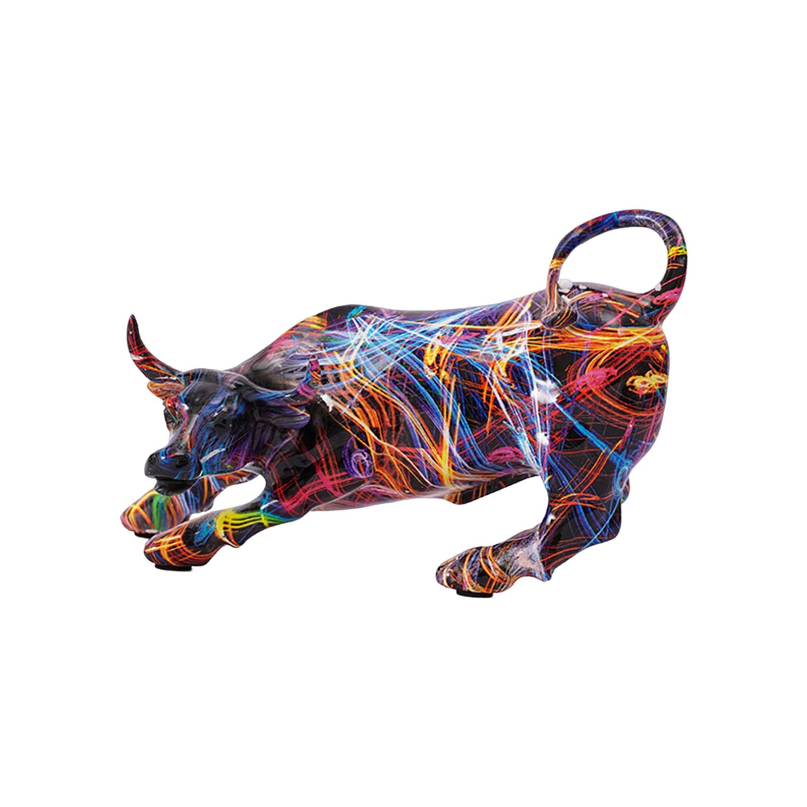 Bothyi - Escultura De Animales De Toro De Resina De Pintura Creativa Para Decoración De Escritorio De Dormitorio Estilo A