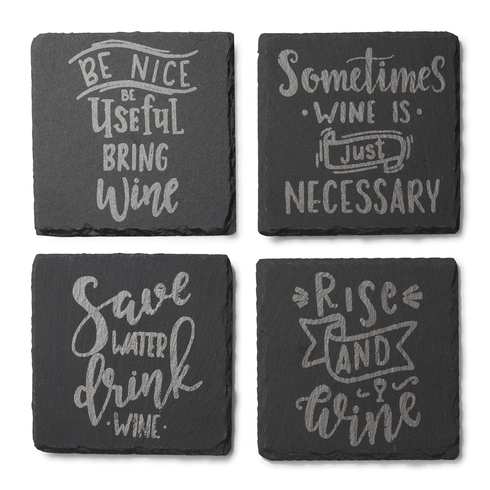 Juego De 4 Pizarras Coasters American Atelier, Color Plateado, 10 X 10 Cm