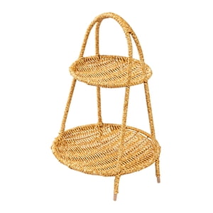 Bothyi - Bandeja De Cesta Tejida, Plato Decorativo De Mimbre Para Desayuno, Merienda, Mesa De Centro, Redonda, Dos Capas