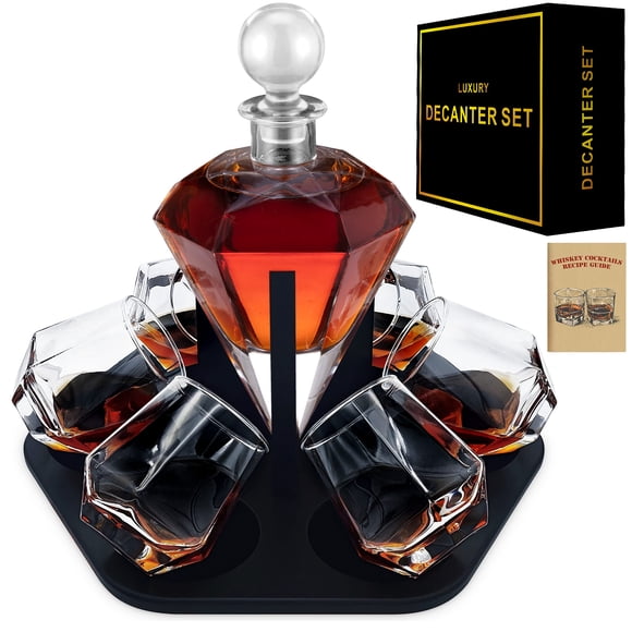 Juego de Decantador DESIGNERCHOICE 770 ml con 6 Vasos y Bandeja de Madera