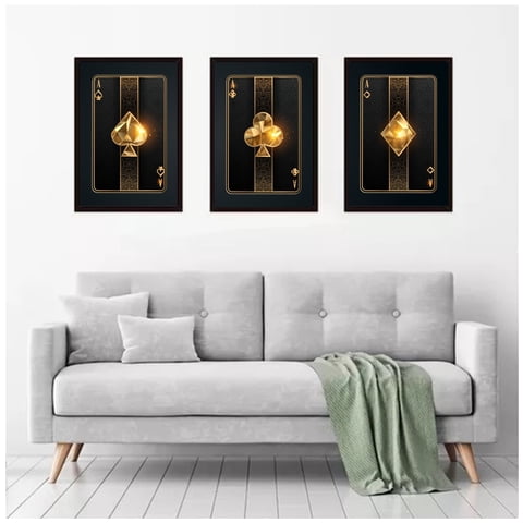 Genérico - Cuadros Decorativos Carta Poker Pack X 3 Uds 35X50 Cm C/U