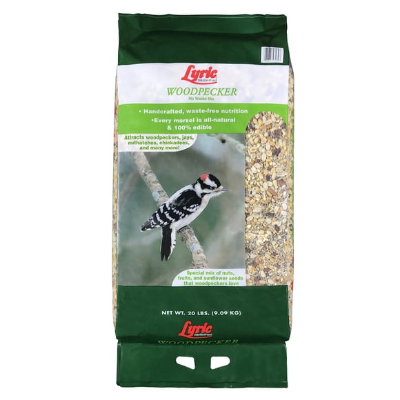 Bird Seed Lyric Woodpecker Wild, sin residuos, frutos secos y fruta, 9 kg