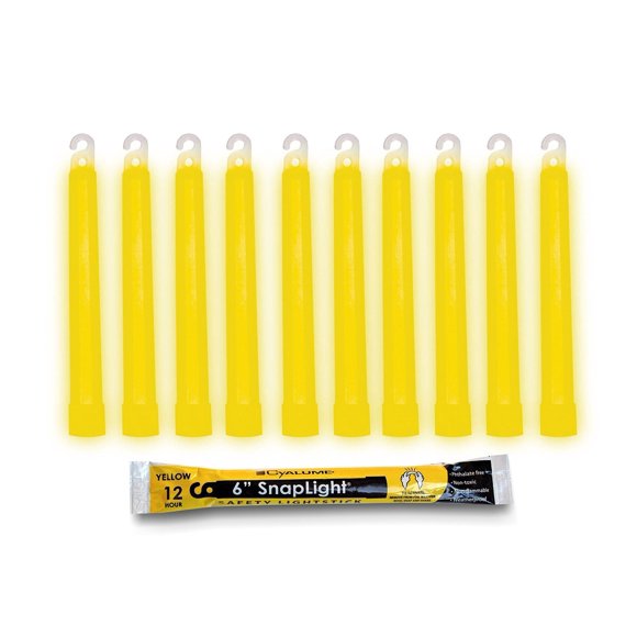 Glow Sticks Chalume SnapLight de 6 pulgadas, amarillas, 8 horas de duración (x10)