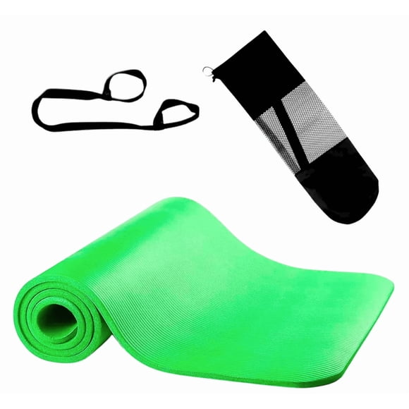 Mat Yoga Colchoneta Ejercicio Grueso 10mm Bolso Y Correa Color Verde