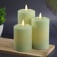 thumbnail image 1 of Pack de 3 velas LED LumiPur verde salvia (8 cm‑13 cm), 1 of 5
