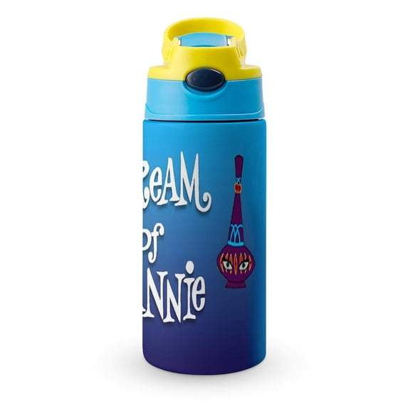 Mi bella genio Botella de Agua con Tapa Pop Top de Un Toque, Acero Inoxidable, a Prueba de Fugas, para Deportes, Botella Infantil azul 12 oz