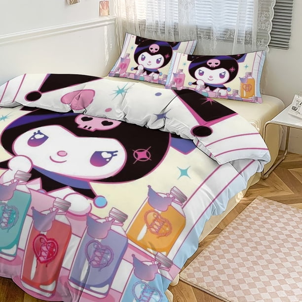 Kuromi Print Bedding Set Pattern Duvet Cove Set 3 Pieces 1 Quilt Cover And 2 Pillowcases for Women Men Teens