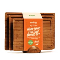 Juego De Tablas De Cortar Smirly Wood De Bambú Carbonizado, 3 Piezas Con Soporte