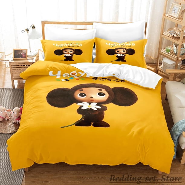 Cheburashka Bedding Set Bed Set Aldult Kid Bedroom Duvetcover Setparure de lit Bed