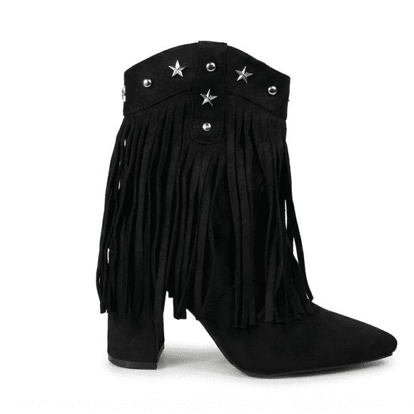 Botín Vaquera con Flecos Gamuza PG5332 Mujer Negro Talla 39