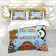 thumbnail image 5 of ¡Hola, Duggee! Conjunto de sábanas temático, trío de piezas, cómodo y amigable con la piel, diseño único, regalo de decoración para el hogar para familiares, amigos y fans, 90 cm * 190 cm, 5 of 6