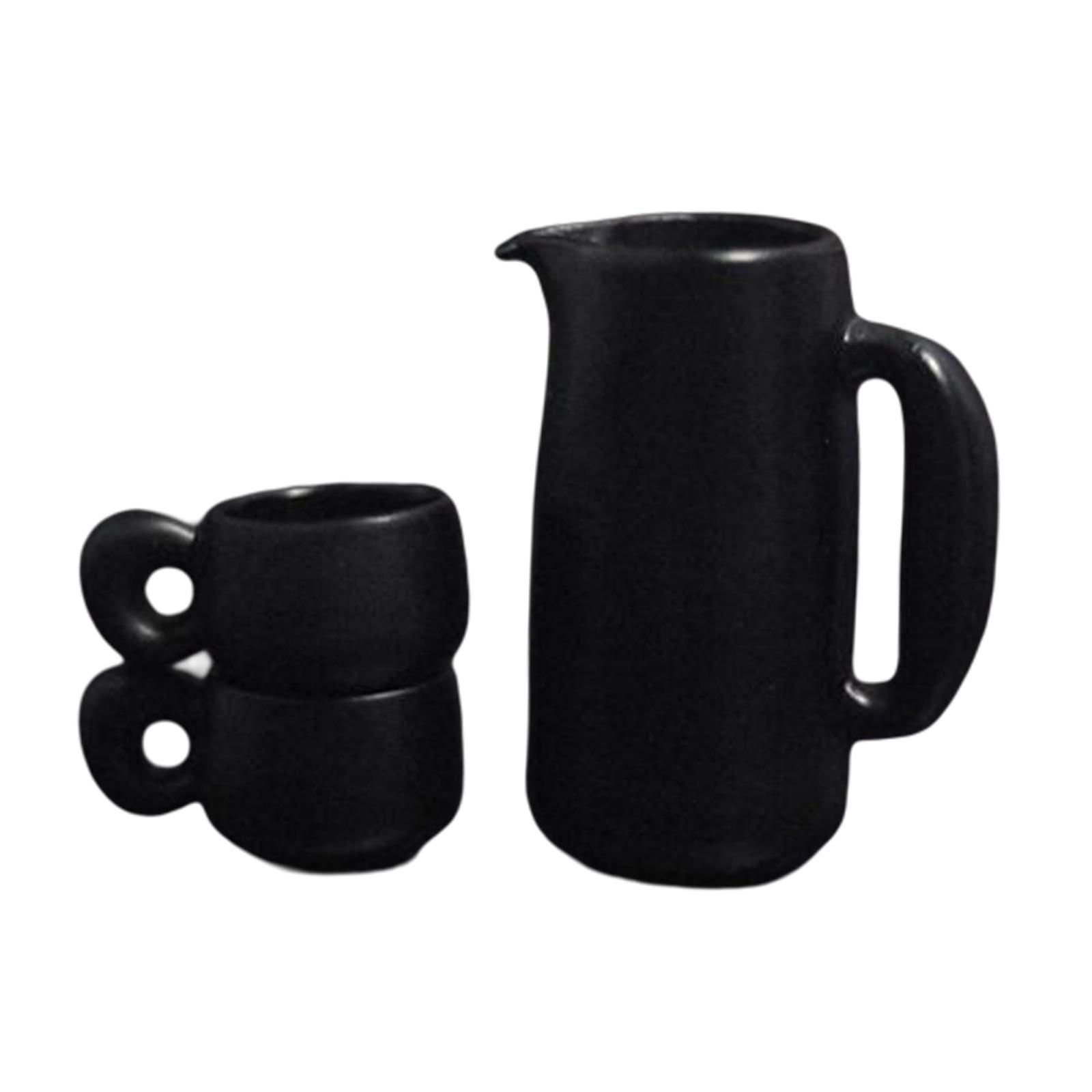 Magideal - Juego De Té De Metal Para Muñecas, Tetera En Miniatura Para Decoración En Escala 1/12, Accesorios Infantiles Encantadores Negro