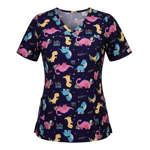 Delantal Mujer Ripholia 2515 tela elasticada estampada Dinosaurios