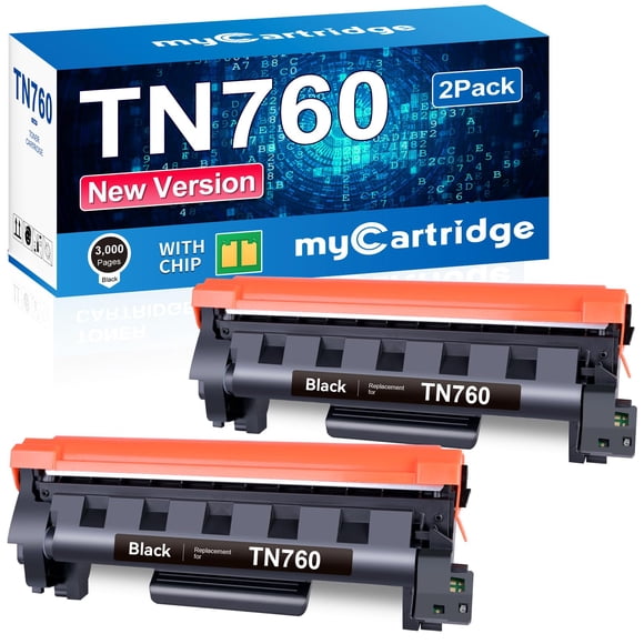 Cartucho de tóner MyCartridge TN760 TN-760, paquete de 2, negro