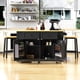 thumbnail image 2 of 48 inch Kitchen Island with Drop Leaf,Power Outlet,Internal Storage Rack,Rolling Kitchen Storage Cart on 5 Wheels with 5 Open Side Racks,for Kitchen,Black (Old SKU N707P257057B)(Not Include Stools), 2 of 3