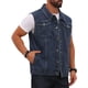 thumbnail image 4 of INSPIRE CHIC Chaleco de Mezclilla para Hombre con Múltiples Bolsillos, Botones al Frente, Sin Mangas, Talla S, Gris Azul, 4 of 5