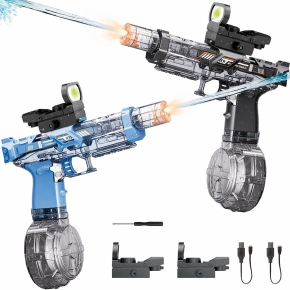 Pistola de Agua Eléctrica Nicojoy 2-Pack 350ml Recargable con LED