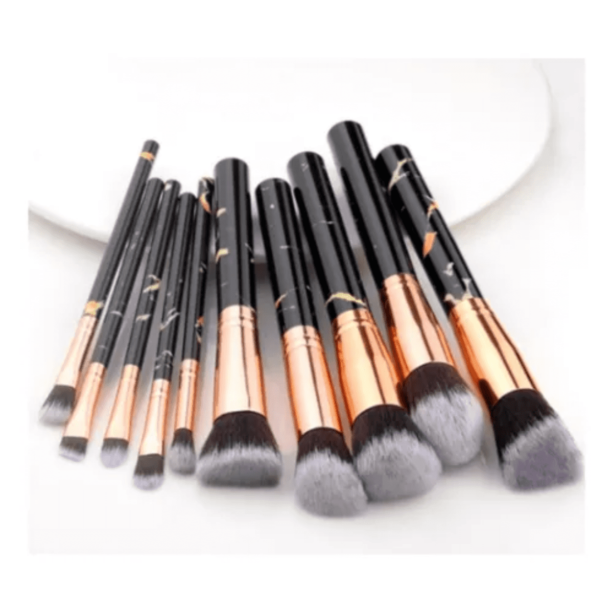 Genérico - Set 10 Brochas Para Maquillaje Diseño Marmol Negro