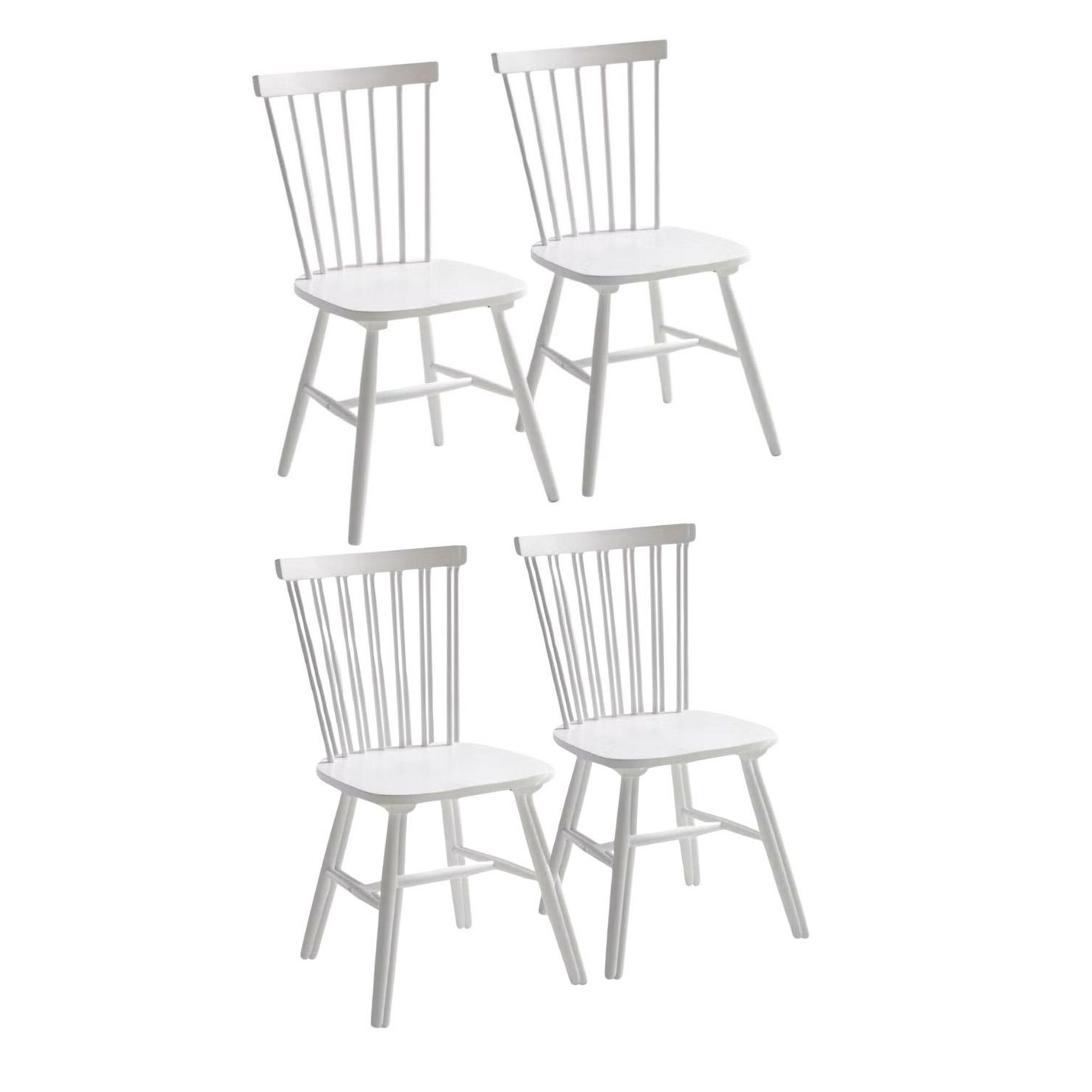 Habita2 Chile - Pack 4 Sillas Windsor Madera Maciza De Alta Calidad Estructura Fuerte Barnizado Semi Matte - Blanco